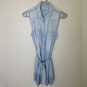 American Eagle Outfitters Light Blue Chambray Button-Front Dress